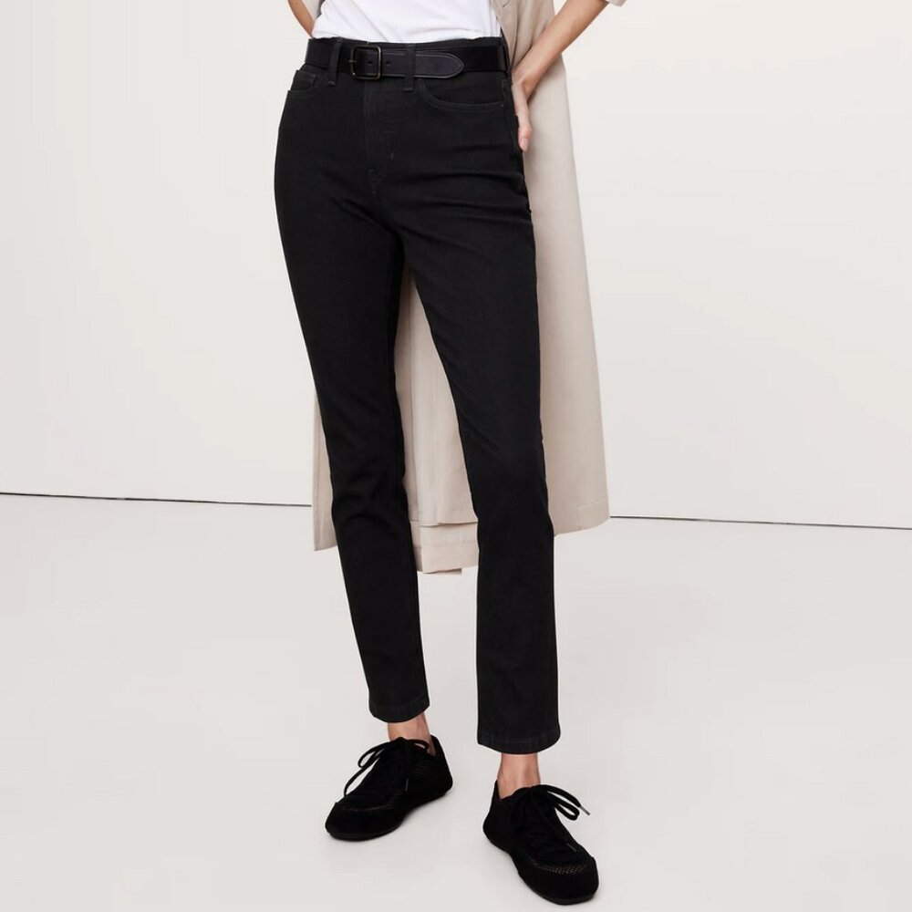 New Without Tags  Banana Republic High Rise Slim Jeans 27P Black Washed Not Worn